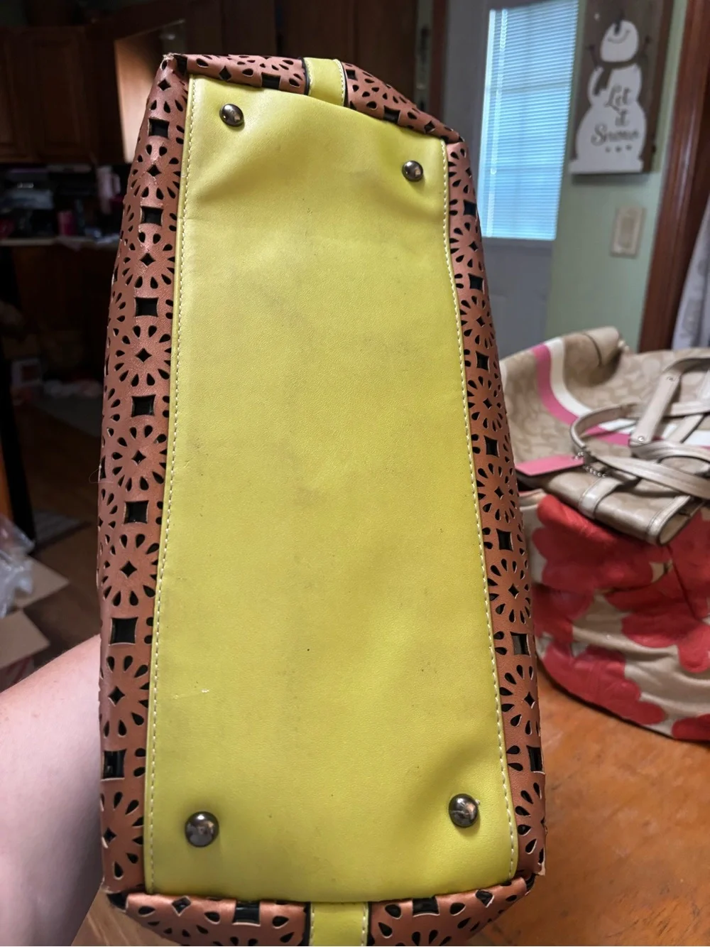 Multicolor Laser-Cut Tote Bag with Top Handles